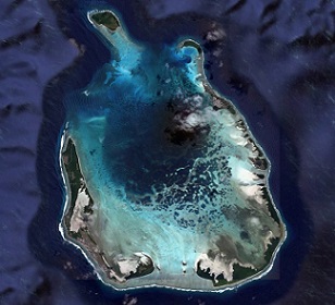 Satellite image of Cocos (Keeling) Islands. Image credit: Maxar Technologies