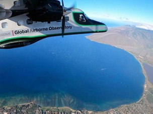The Arizona State University Global Airborne Observatory on a mapping mission over North Maui Island coast. Credit: Center for Global Discovery and Conservation Science