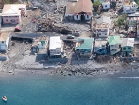 An aerial view of Salybia, Dominica, after Hurricane Maria struck the island in 2017. Photo by: Rick Bajornas / U.N.
