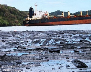 More than 300 tonnes of heavy fuel oil leaked into the waters of Kangava Bay in February last year.(Solomon Star: Carlos Aruafu)
