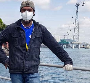 A long way from home … Solomon Islands observer Jeromy Ahikau Wateoli in South Korea before observers were repatriated home when countries went into lockdown early in the COVID-19 pandemic. Credit - George Maelagi