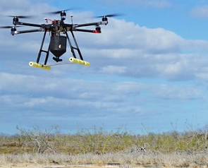 Conservation group flies its Galápagos drone eradication of invasive rat mission over Polynesian atolls. Source - https://dronedj.com/ 