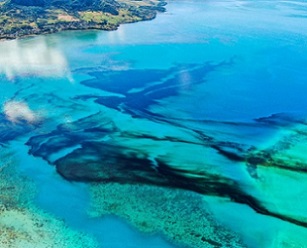 Around 1,000 tonnes of oil have leaked from the MV Wakashio off Mauritius since 6 August.Credit: Pierre Dalais/EPA-EFE/Shutterstock