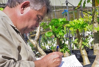 Photo: Mike Demotta is the curator for living collections at Hawaii's National Tropical Botanical Garden. Credit: ILO Photo/John Isaac