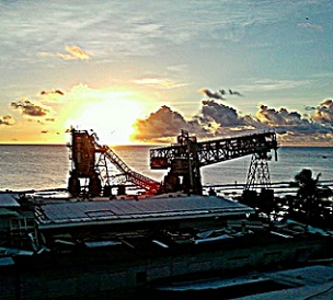 Phosphate cranes on coast, Aiwo District, Nauru. Credit - V. Jungblut