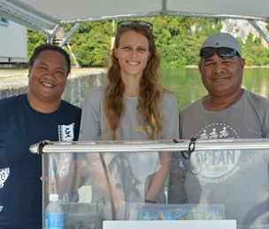 PICRC Research Team and author/co-authors from left, Dawnette "Uli" Olsudong, Christina Muller-Karanassos, lead author, Geory Mereb and Victor Nestor. Photo courtesy of PICRC