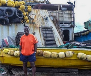 Dr Transform Aqorau on board the purse-seine fishing vessel Lojet during a two-week voyage. Photo: Giff Johnson.