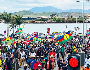 Independence supporters rallying on 30 October as customary leaders seek local control of the nickel industry. Credit - ICAN