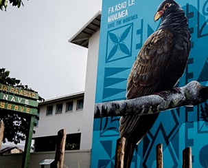 manumea campaign mural, NZ High Commission Building, Apia Samoa. Credit - Samoa Conservation Society