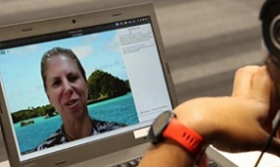 Dr Stacy Jupiter presenting during the webinar. Photo: A.Salele-Sefo/SPREP