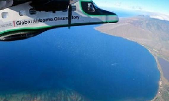 The Arizona State University Global Airborne Observatory on a mapping mission over North Maui Island coast. Credit: Center for Global Discovery and Conservation Science