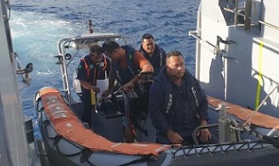 Boat being deployed for vessel boarding inspection Photo: supplied FFA