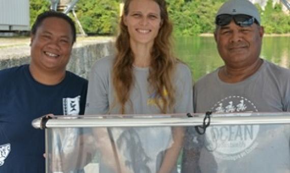PICRC Research Team and author/co-authors from left, Dawnette "Uli" Olsudong, Christina Muller-Karanassos, lead author, Geory Mereb and Victor Nestor. Photo courtesy of PICRC