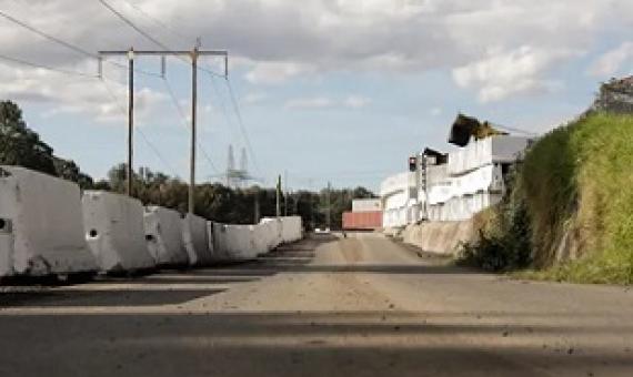A test strip of road which incorporates coffee cups from the Simply Cups program. Photograph: Carly Earl/The Guardian
