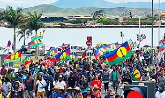 Independence supporters rallying on 30 October as customary leaders seek local control of the nickel industry. Credit - ICAN