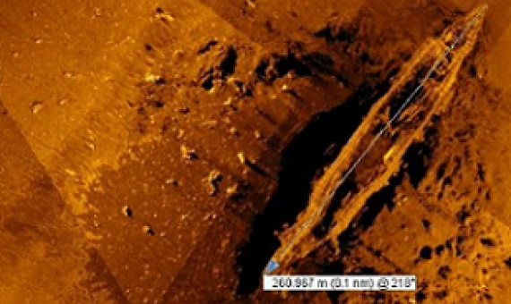 A compilation of sonar images showing the wreckage of the Japanese carrier Akagi. Credit - Vulcan, Inc.