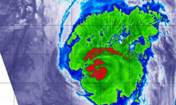 infrared satellite image of a hurricane