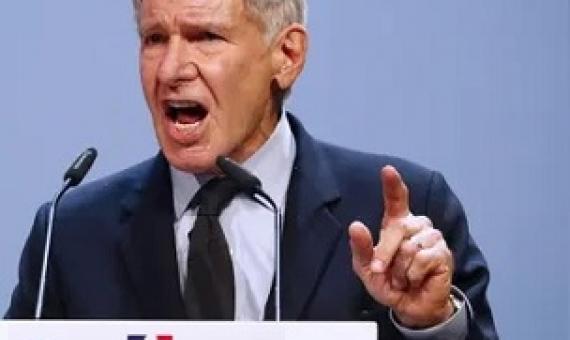 We’ve got to get to work’ – actor Harrison Ford calls for action on protecting the planet on the first day of the IUCN’s world conservation congress in Marseille, France. Photograph: Guillaume Horcajuelo/EPA