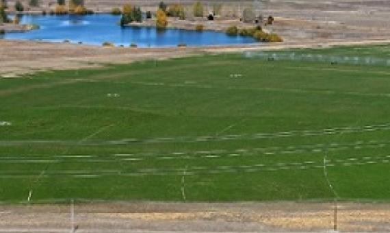 A green wave is slowly spreading over the parched Mackenzie Basin as more and more irrigation comes on stream. credit - John Bisset/Stuff