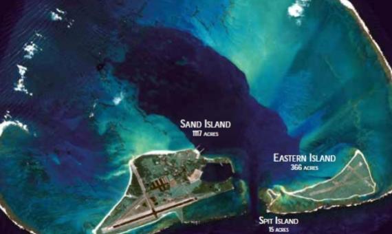 Aerial photo of Midway Atoll. source - US Fish and Wildlife Service