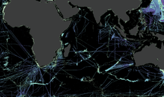 An image depicting the latest bathymetric mapping of the world’s ocean sea floor. The coloured areas show mapped areas, while the black sections show areas that remain unmapped. (Credit: The Nippon Foundation-GEBCO Seabed 2030 Project)
