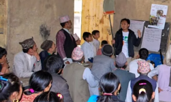 Sonam leading a fire management training course. Photo credit - Red Panda Network.