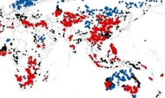 Mining hotspots identified by the researchers on world map. Credit: University of Queensland